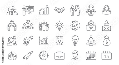 Business and finance line icons set for web and mobile.