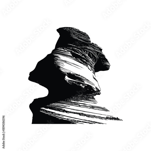 Rock Formation Silhouette Black and White