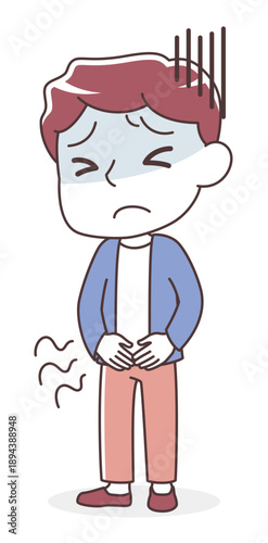 下腹部痛に苦しむ男性（腹痛）