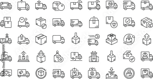 Delivery truck with boxes and packages moving shipping