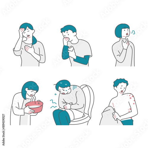 体調が悪い人のイラストセット