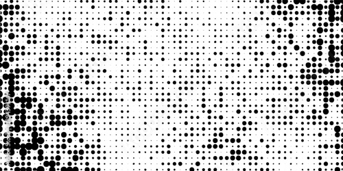 Abstract geometric pattern from dots of different sizes. Black and white background.Eps10