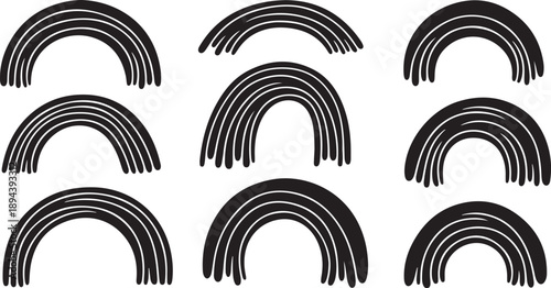Black and White Rainbow Arches Illustration Set Graphic Design