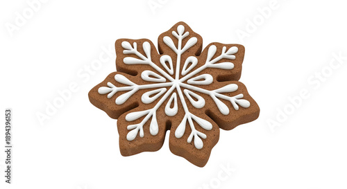 Snowflake Gingerbread Cookie with White Icing