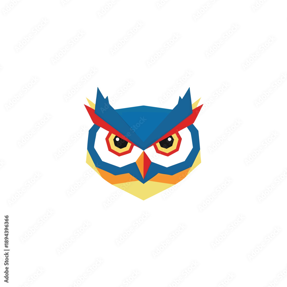 Fototapeta premium Modern Geometric Owl Head Icon Isolated On White
