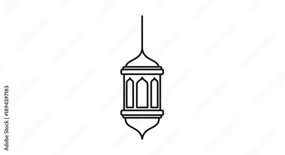Obraz premium Islamic Lantern Silhouette Vector Illustration of Traditional Arabian Light Fixture for Ramadan and Eid Celebrations