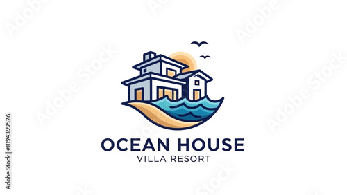 Ocean House Villa Resort Logo Design.