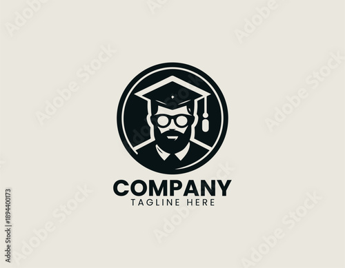 Free Download Graduate character logo represents education success in clean modern black vector style - GFXLoad