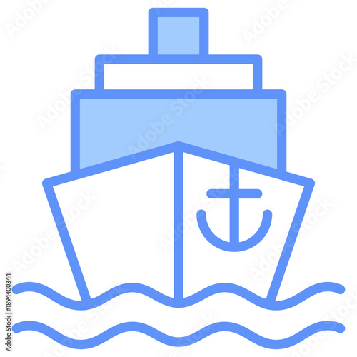 Ship Outline Blue Color Icon