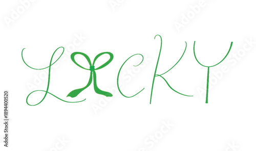Lucky bow ribbon green color object icon sign symbol decoration ornament saint patrick day shamrock lucky clover fortune leaf flower irish 17 seventeen day date march month saint patrick day ireland 
