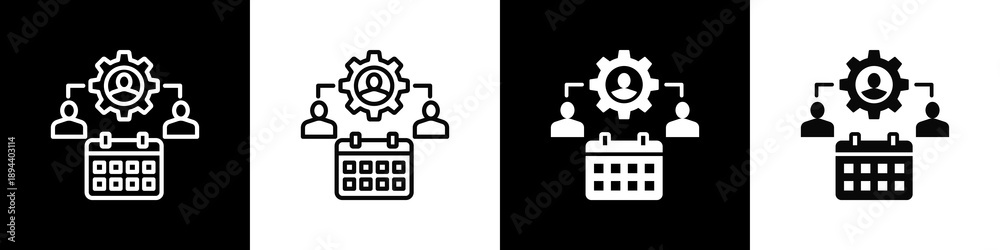 Fototapeta premium Workforce Planning Icon White And Black Background Style