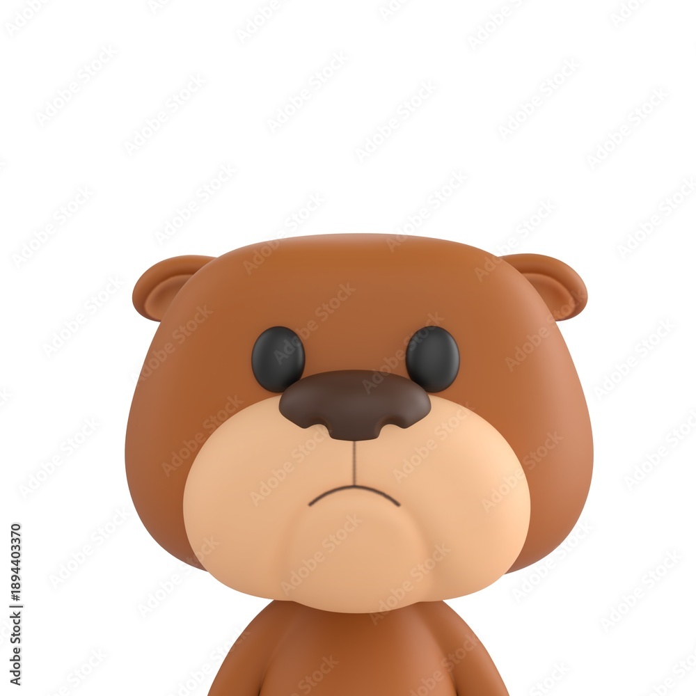 Obraz premium Cute 3D render Bulldog character portrait close up, half body view, friendly and charming mascot style, isolated on white background for profile, branding, and digital design.