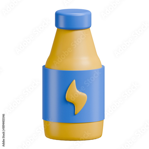 3D Energy Drink Icon or Sport Beverage Bottle Rendering