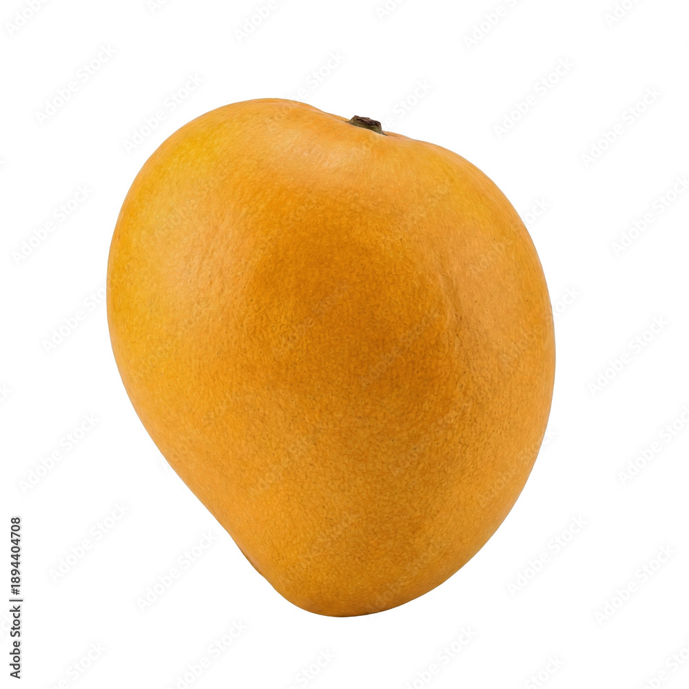 Fototapeta premium Whole Ripe Yellow Mango Fruit Isolated on White Background