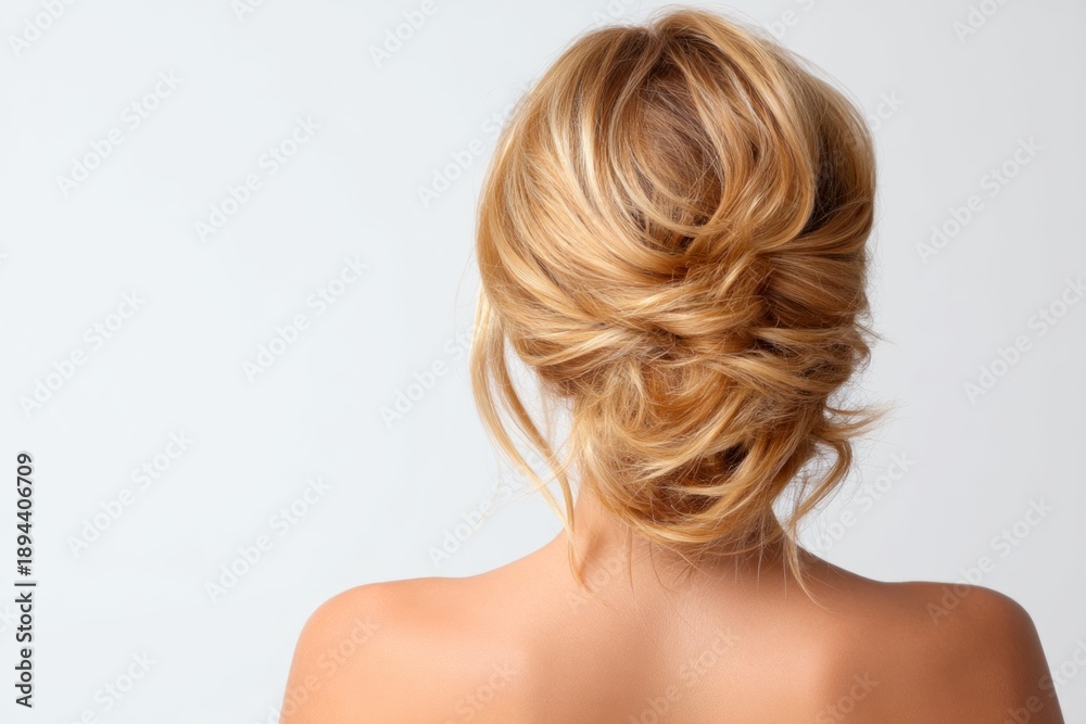Fototapeta premium Modern Beautiful Hairstyle Back View Isolated on White Background