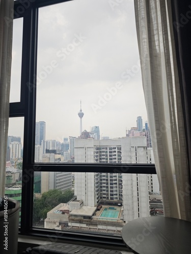Photography Kuala Lumpur tower view from a hotel window