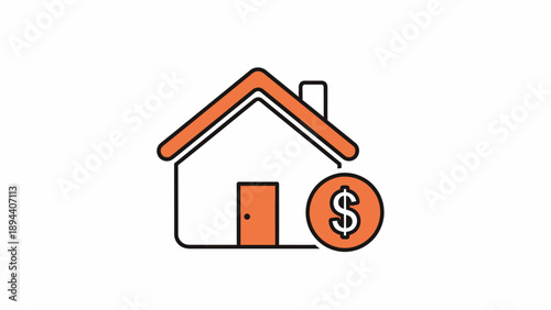Simple House Icon with Dollar Sign.