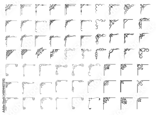 Vector illustration of decorative corner frame set. Vintage corner set. vector frame corners