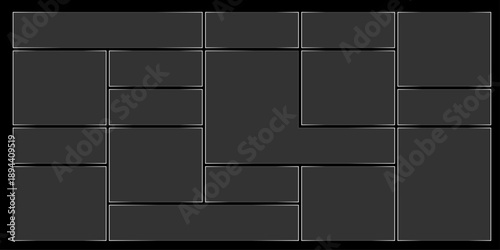 Futuristic transparent glass Bento Grid frames for website landing page. Digital banners UI templates design
