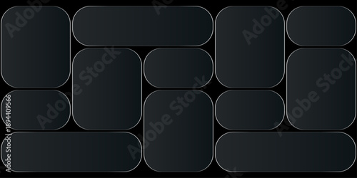 Futuristic transparent glass Bento Grid frames for website landing page. Digital banners UI templates design
