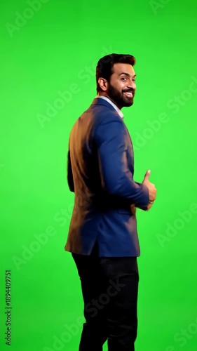 Wallpaper Mural Green Screen fascinated and impressed business man looking up around turning shopping sales full length on chroma key background scene 4 with distortion, overlay, glitch, static noise, scan lines Torontodigital.ca