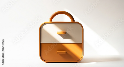 Golden luxury handbag with transparent window displaying whisk isolated on transparent background