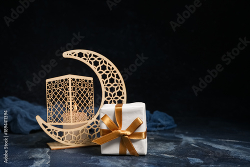 Crescent with burning candl...