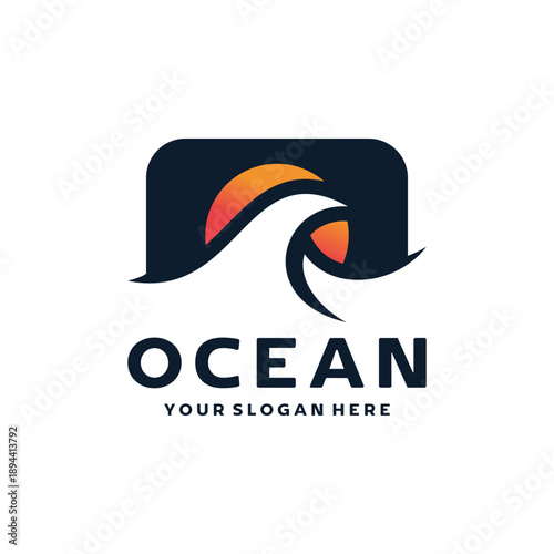 Stylish ocean wave logo combined with sunset concept. Perfect for travel agencies, beach resorts, surf brands, marine businesses, tourism logos, and nature inspired branding projects.