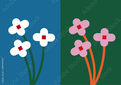 シンプルな花のイラスト2種類