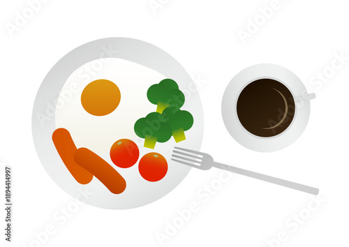 朝食とコーヒーのイラスト素材