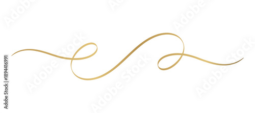 Elegant gold swirl separator line illustration, decorative design element for text, titles and dividers.