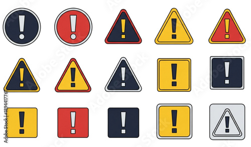 Free Download Exclamation Mark Warning and Caution Icons Flat Vector Set - GFXLoad