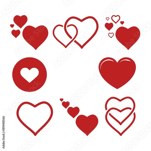 Expressive Illustrated Heart Symbols Depicting Love, Emotional Depth, Care, and Connection in a Universal Conceptual Style. Varian 03.