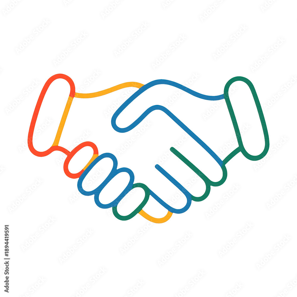 Fototapeta premium PNG Colorful handshake line art