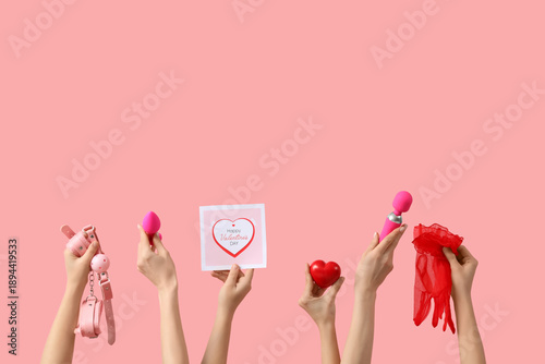 Female hands with sex toys,...