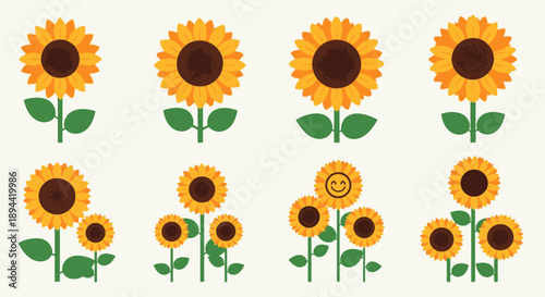 Set of flat design printers and a 3D printer