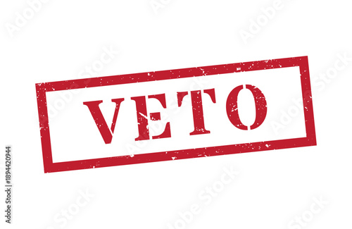 red line outline grunge rectangular stamp with veto text for minimal rejection branding and marking