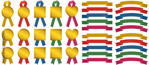 目を引く可愛くてシンプルなメダルのイラストのセット