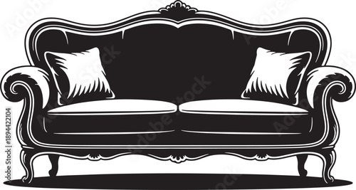 Antique rococo style detailed sofa or couch with decorative carvings pillows and classical design vector