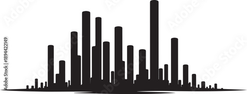 City Skyline Silhouette at Night with Tall Buildings