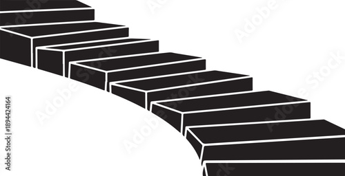 Black staircase leading upwards on white background illustration design