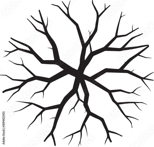 Black Branches Silhouette on White Background Illustration Design