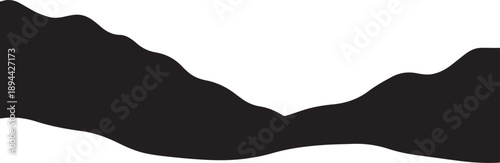 Minimalist mountain range silhouette against white background landscape