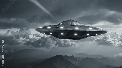 Wallpaper Mural UFO flying over mountains Torontodigital.ca