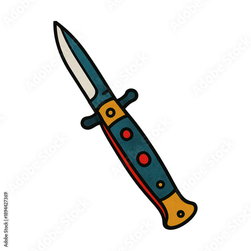 PNG Colorful cartoon switchblade illustration.