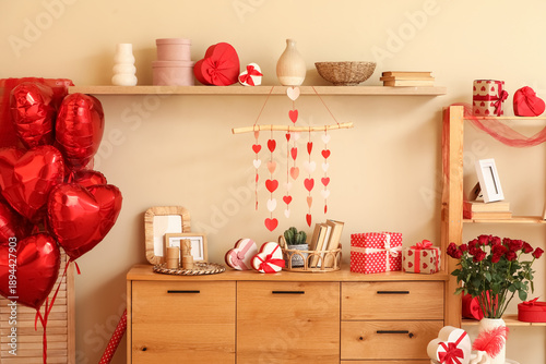 Interior of festive room wi...
