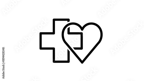 Medical Cross and Heart Symbol Logo.