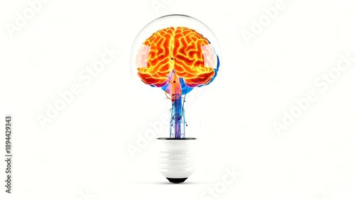 Creative Idea Light Bulb With Brain Inside Symbolizing Innovation.