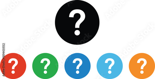 Colorful question mark icons set representing help support faq inquiry problem solving and information concept symbols
