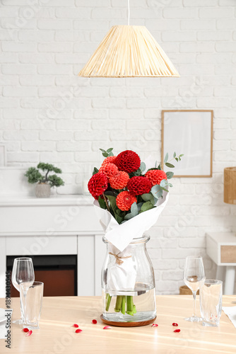 Vase with beautiful dahlias...